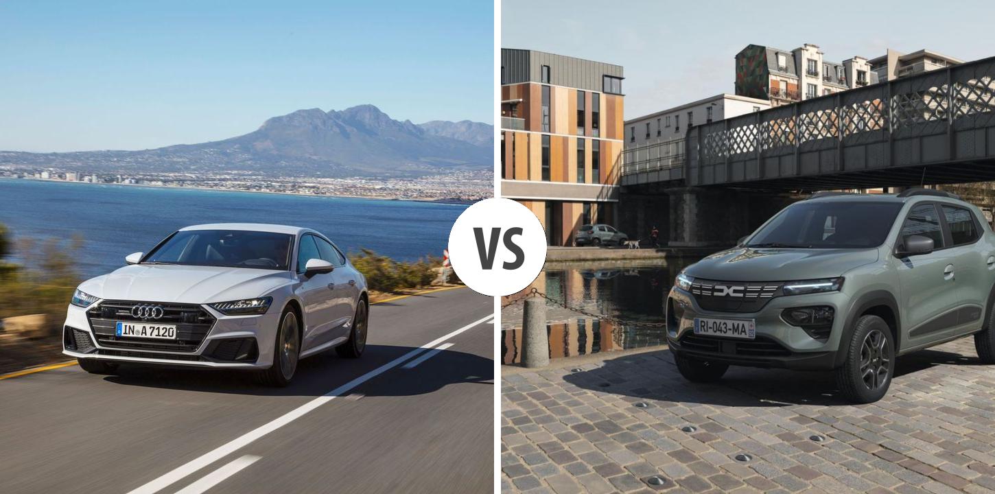 Audi A7 VS Dacia Spring – Vergleiche Preise, Leistung, Kofferraum ...