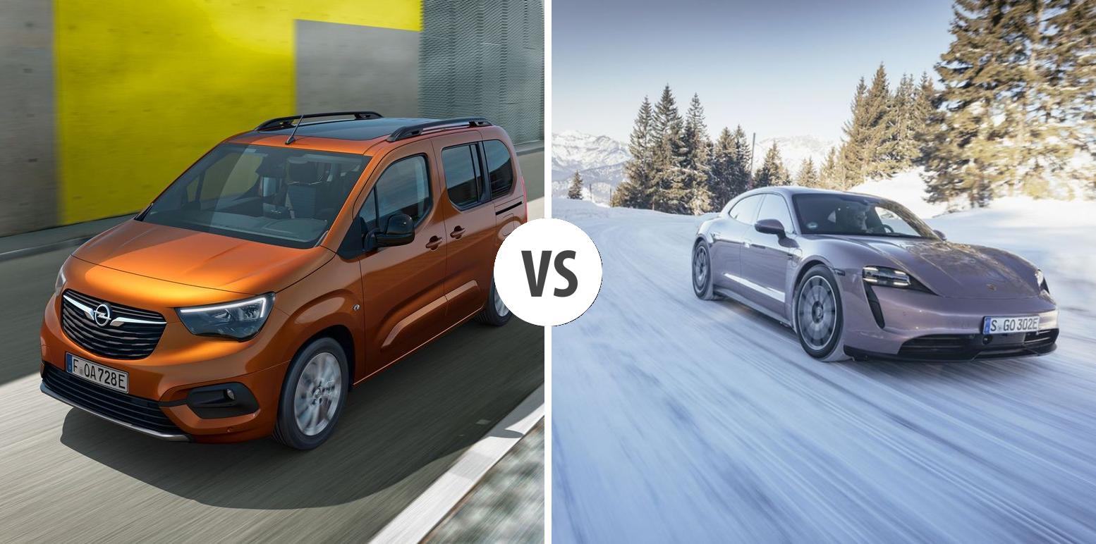 Opel Combo Life Electric MPV VS Porsche Taycan Sport Turismo ...